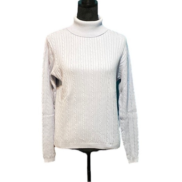 Croft & Barrow Light Lavender Cable Knit Turtleneck Sweater - Size Large - Picture 1 of 13
